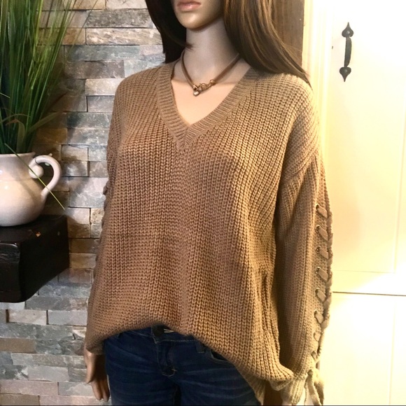 COMFORTABLE TIE SLEEVES LOOSE FIT SWEATER - Picture 3 of 9